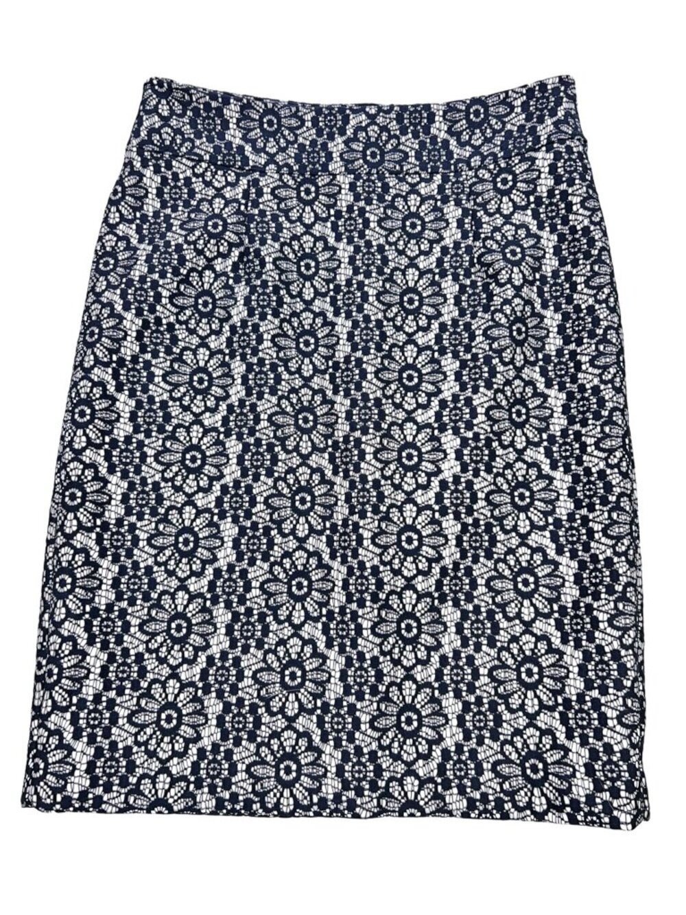 Banana Republic Womens Floral Lace Mini Pencil Skirt Size 2 Navy Blue Classic